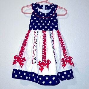 Bonnie Jean Baby Toddler Girls Dress Red White Blue American Flag Theme 24M